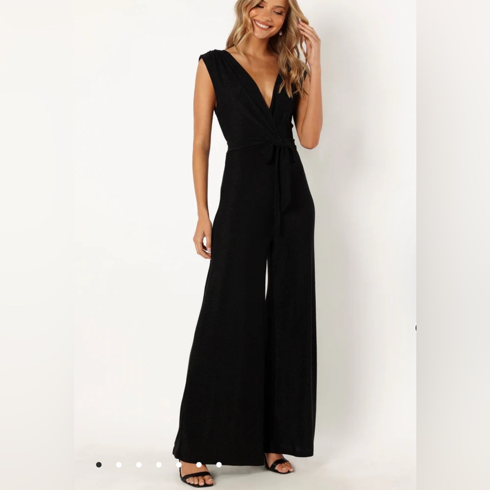 Plastic Island Women's Black Jumpsuit/ Romper, wide leg
